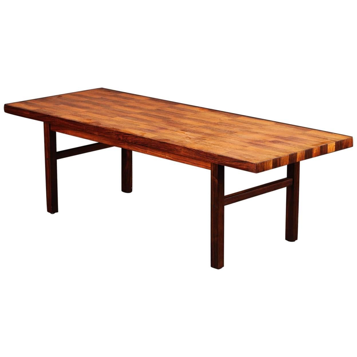 Bramin Mid-Century Patchwork Hardwood Coffee Table For Sale