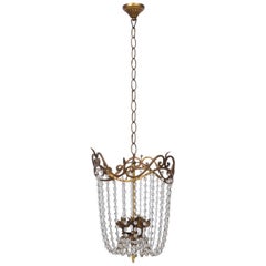 Empire Chandelier with Gilt Iron and Cascading Beads