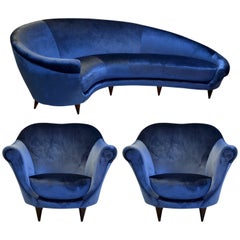 Vintage Beautiful 1950s Federico Munari Newly Upholstered Lounge Suite