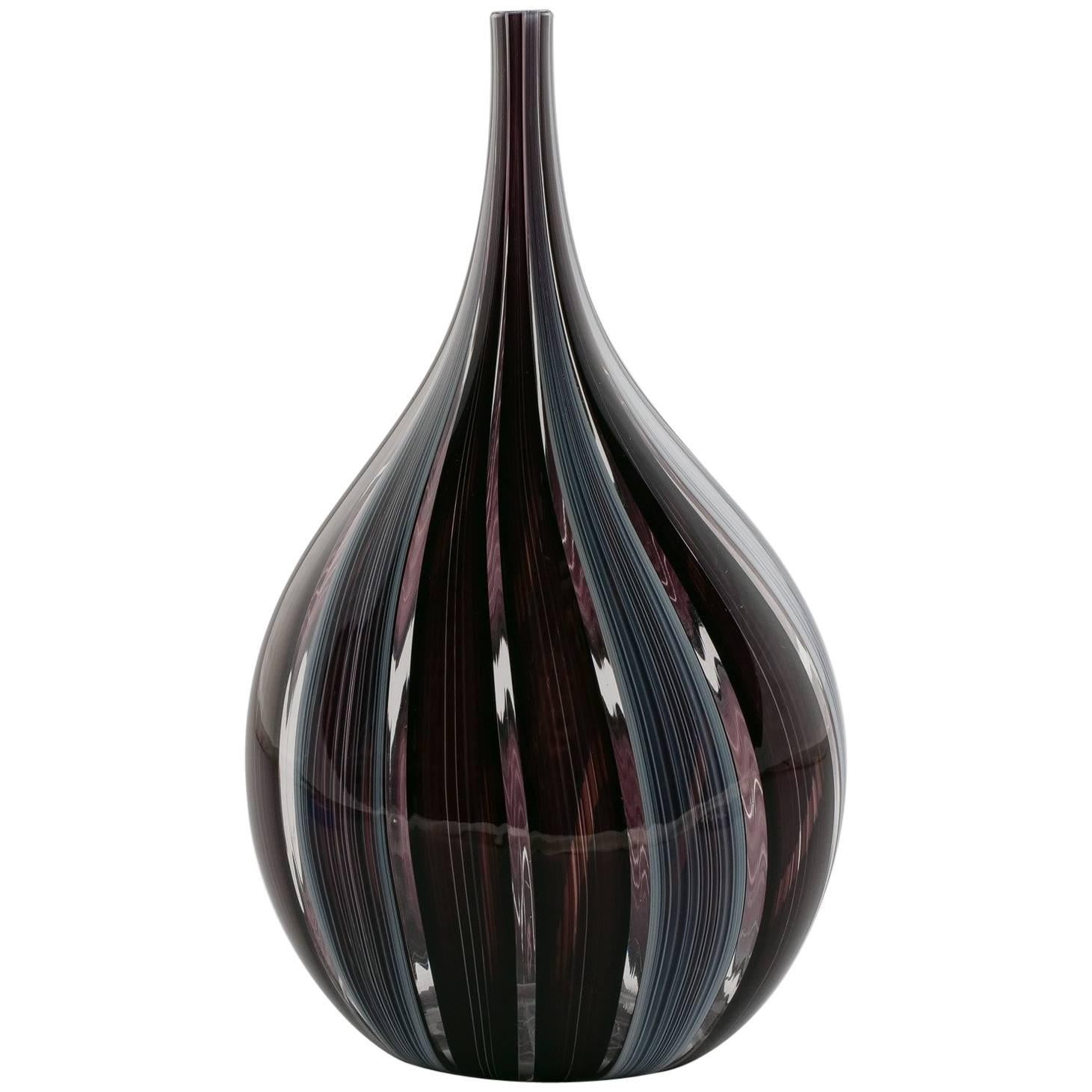 Adriano dalla Valentina Murano Glass Vase with Slender Neck