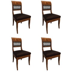 Set of Four Italian Neoclassic Side Chairs Having a Pierced Back