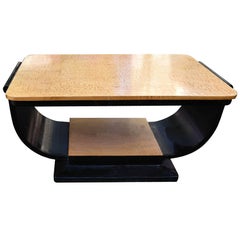 High Style English Art Deco Maple U Base Coffee Table