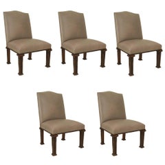 5 English Georgian Leather Side Chairs