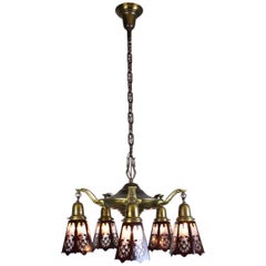 Five-Light Pan Fixture with Clear Glass Cut-Out Shades