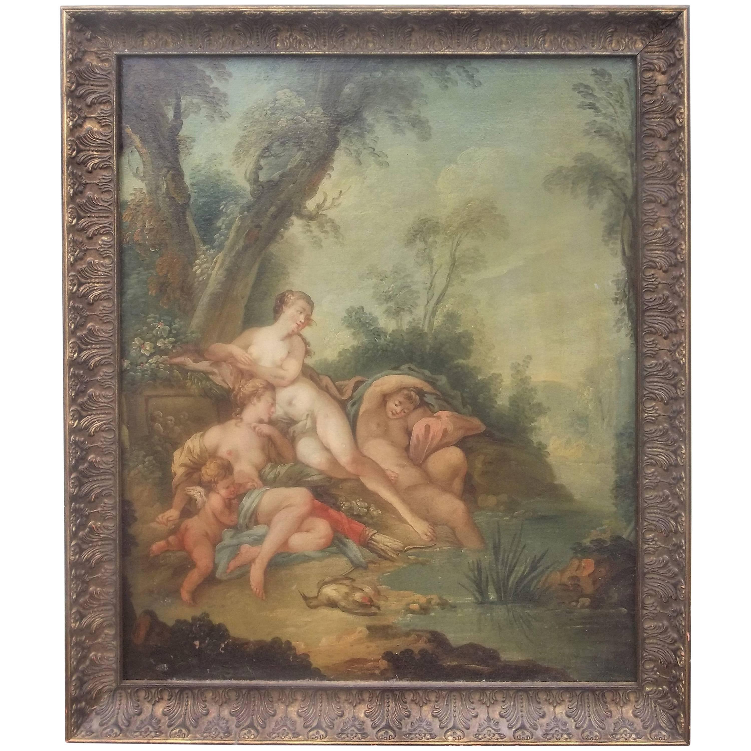 After Boucher , Diana and Nymphs by Pond , Rococo Style For Sale