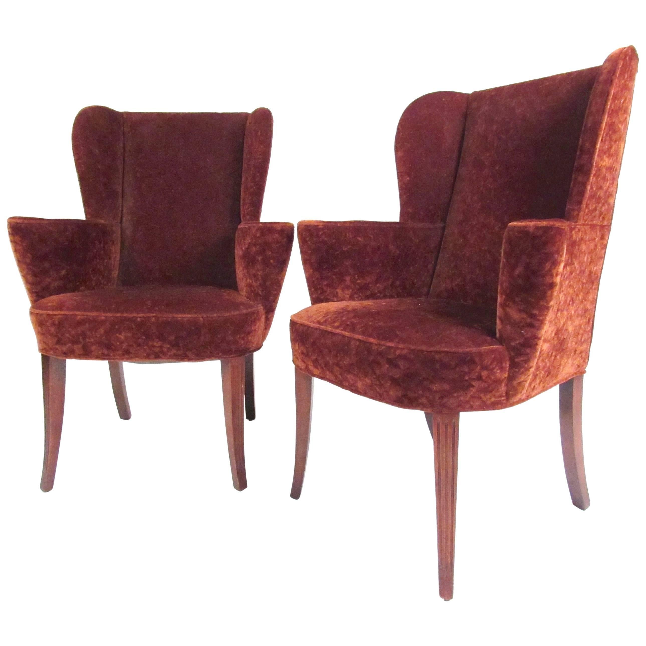 Stylish Pair of Wingback Armchairs