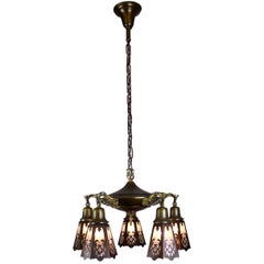 Five-Light Pan Fixture with Clear Glass Cut-Out Shades