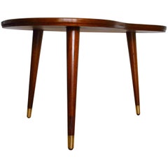 Scandinavian Midcentury Kidney Shaped Mahogany Coffee Table with three Legs 3