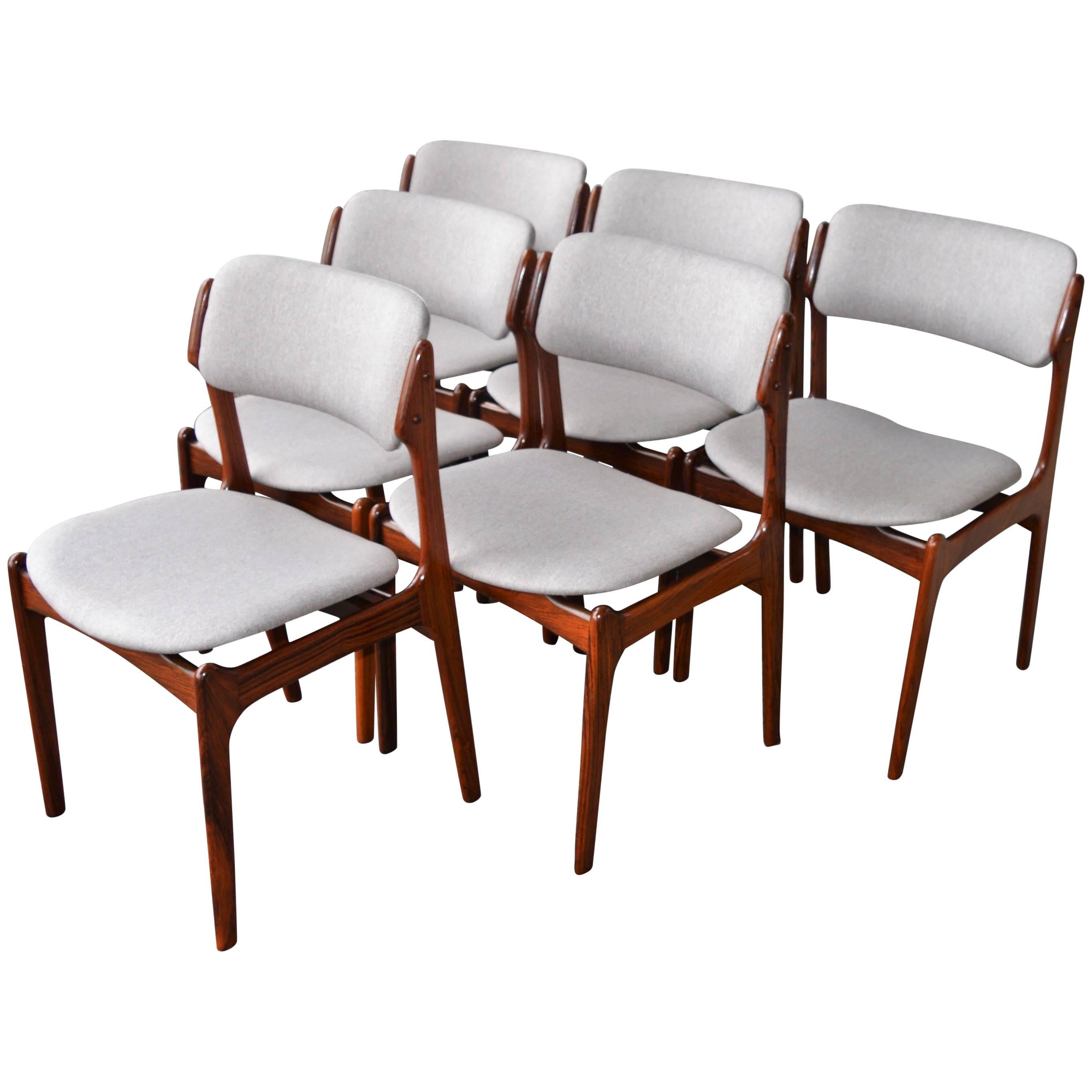 Erik Buch Model 49 Rosewood Dining Chairs, Set of Six, Danish Modern