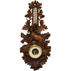 Geschnitztes Schwarzwaldbarometer aus Nordostfrankreich aus dem späten 1800