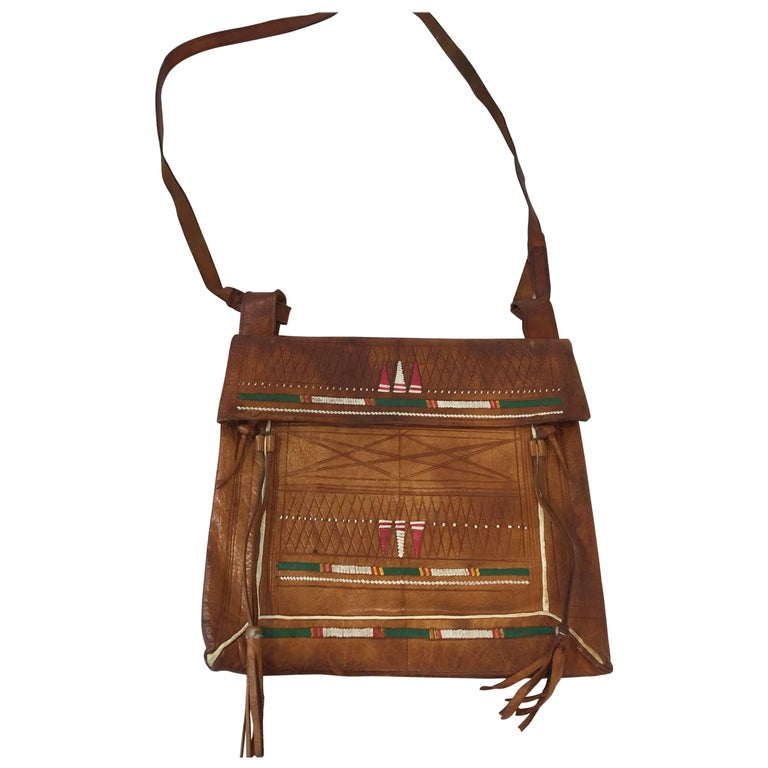 African Tuareg Moroccan Shoulder Leather Bag at 1stDibs