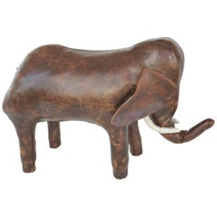 Overscale 1950s Dimitri Omasar of Abercrombie & Fitch Leather Elephant Footstool 1