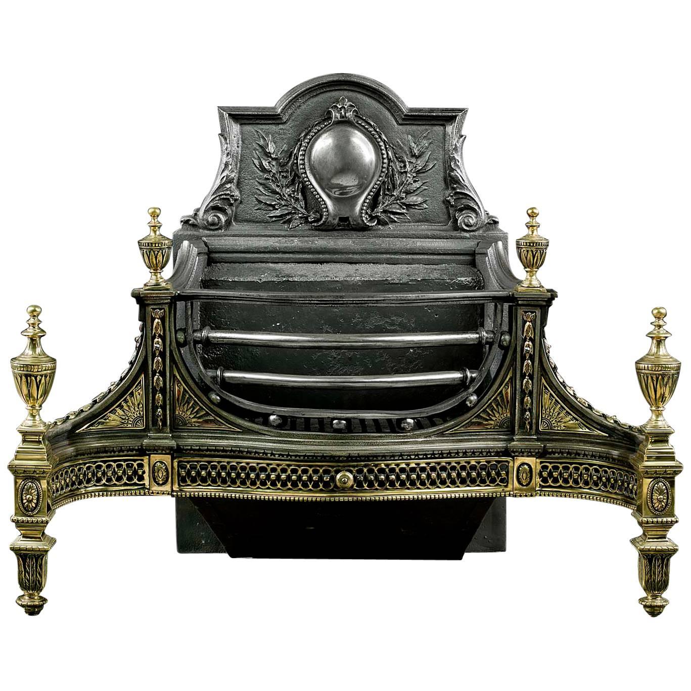 19th Century Neoclassical English Fire Grate in Manner of Robert Adam