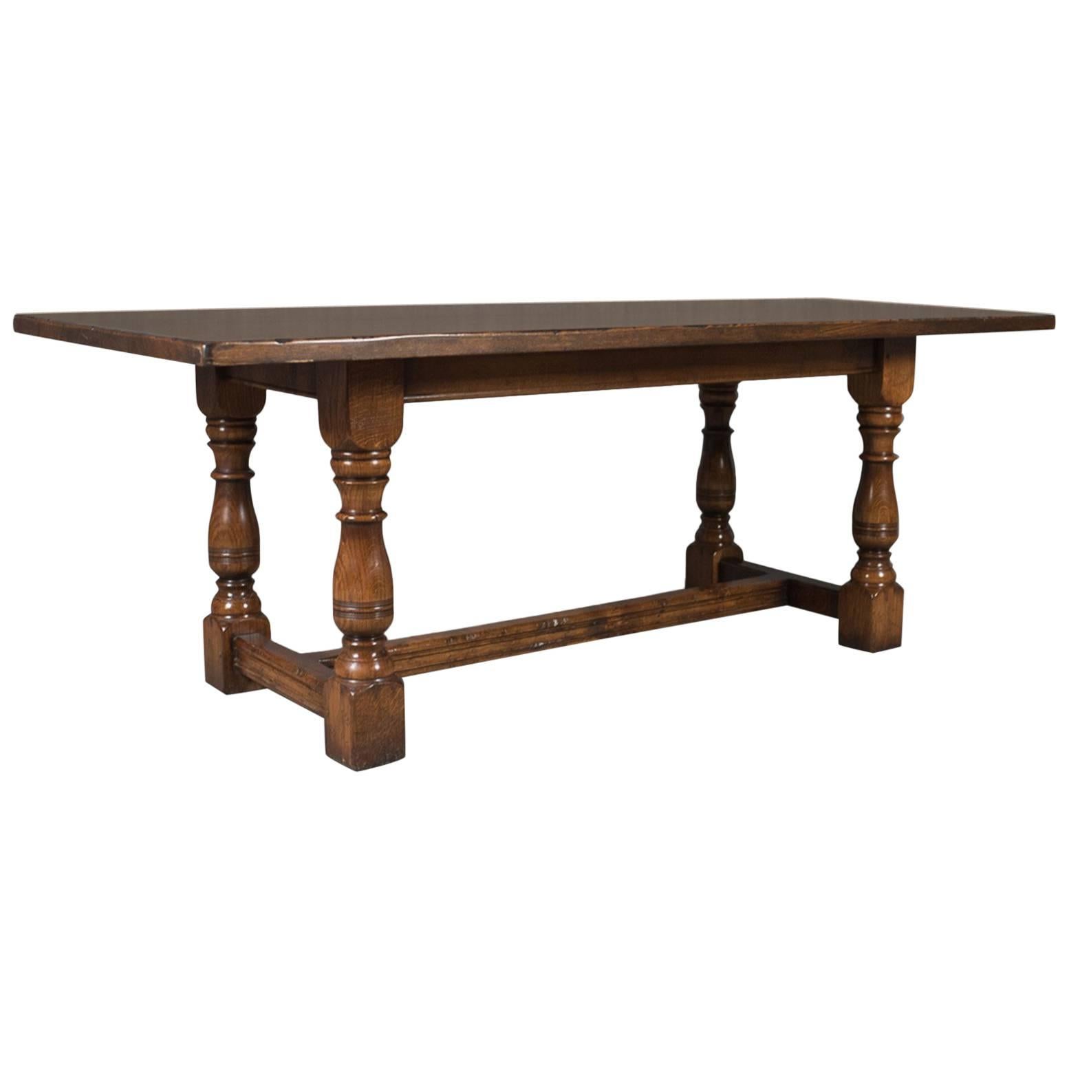 Six-Eight-Seat Oak Refectory Table, 17th Century Revival, Late 20th Century