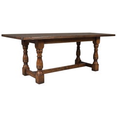 Six-Eight-Seat Oak Refectory Table, 17th Century Revival, Late 20th Century