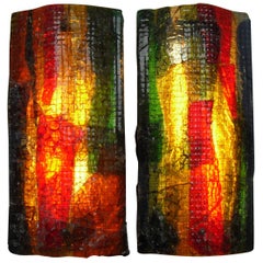 Dutch Design Tetterode Studio Brutalist Glass Wall Sconces, circa 1960