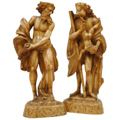 17th Century Sicilian Alabaster Figures of Saturn and Jupiter 5