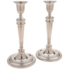 Pair of Tall Silver Candlesticks, London, 1912