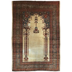Antique Iranian Rug in Silk, Heriz Iran, 19th Century