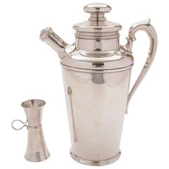 Vintage Art Deco Silver Plated Large Cocktail Shaker with Measure, circa 1930