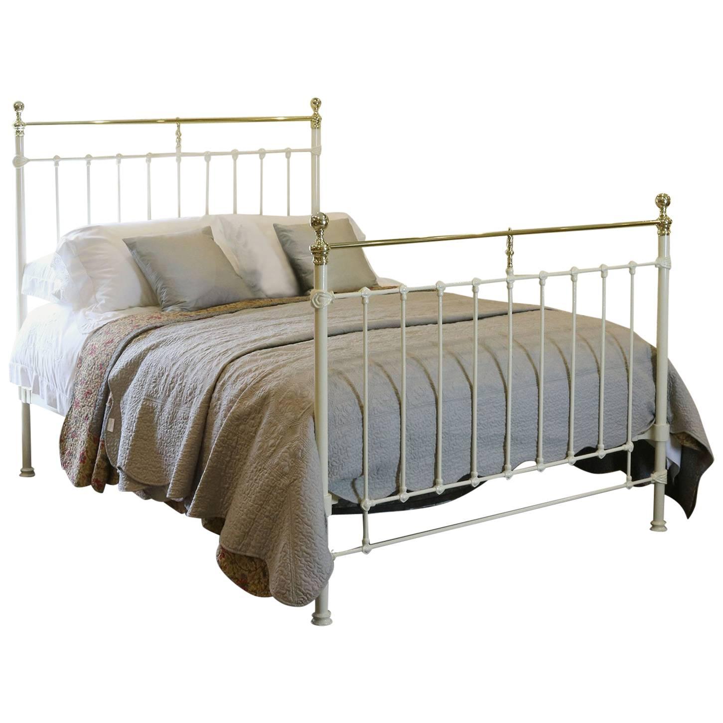 Brass and Iron Bed in Cream MK114