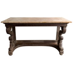 Vintage 19th Century Anglo-Indian Console Table with Marble Top