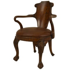 English Georgian Walnut Spoon Back Armchair