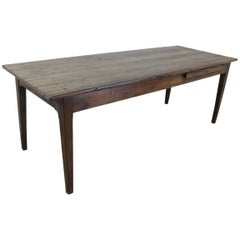 Rustic Antique Oak Farm Table with Bread Slide