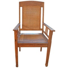 Antique Andrianna Shamaris Colonial Teak Wood and Rattan Chair
