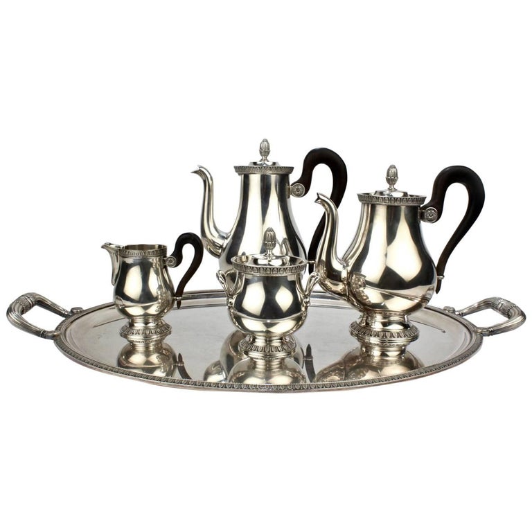Christofle Malmaison French Empire Silver Plated Tea and Coffee Set