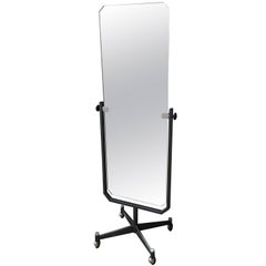 Modernist Sartorial Full-Length Floor Mirror on Wheels, Italy, 1970s