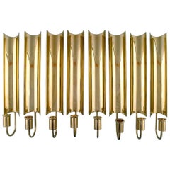 Eight Wall Candlesticks, Reflex, Pierre Forsell, Skultuna, circa 1970s, Brass 4
