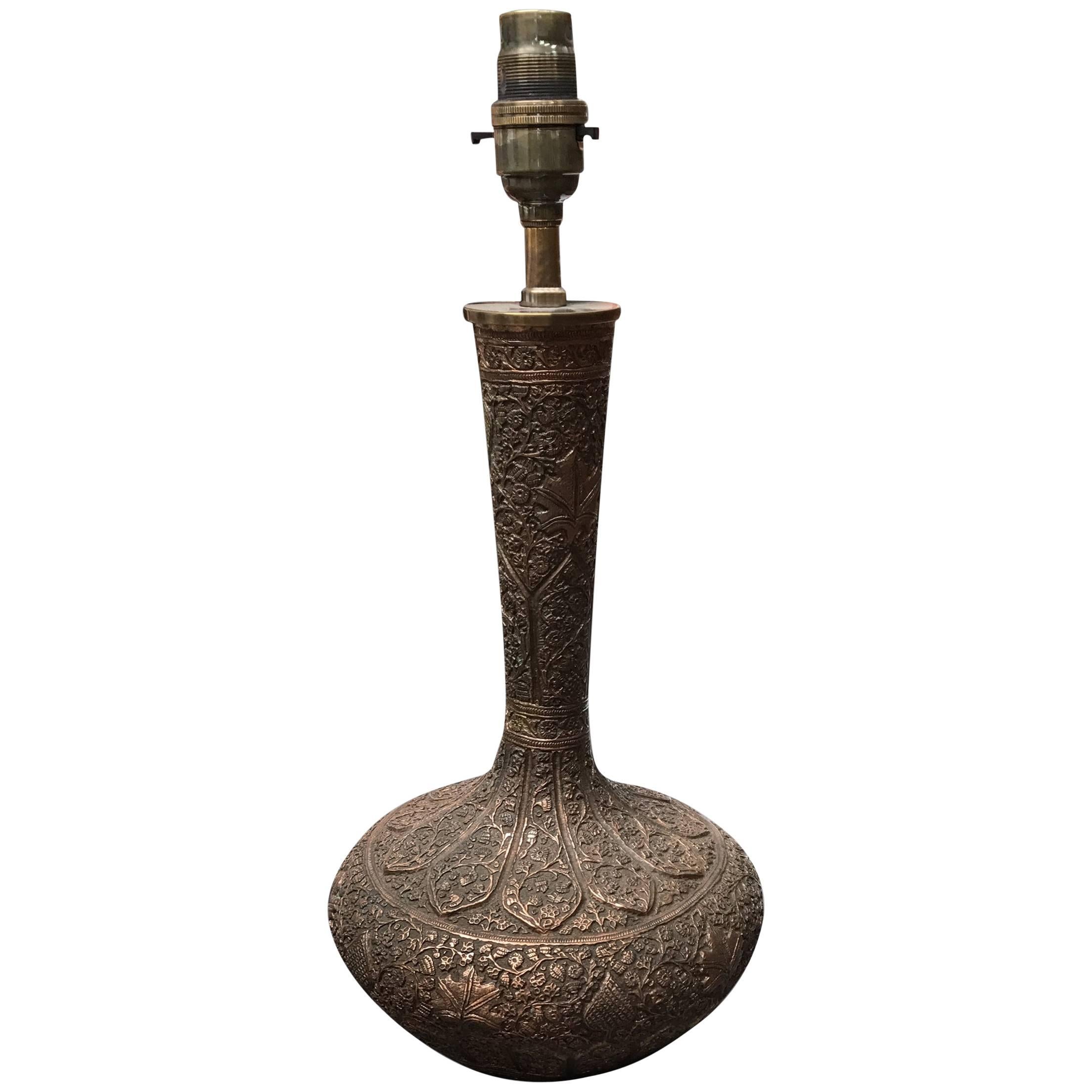 Late 19th Century Indo-Persian Copper Flask Lamp For Sale