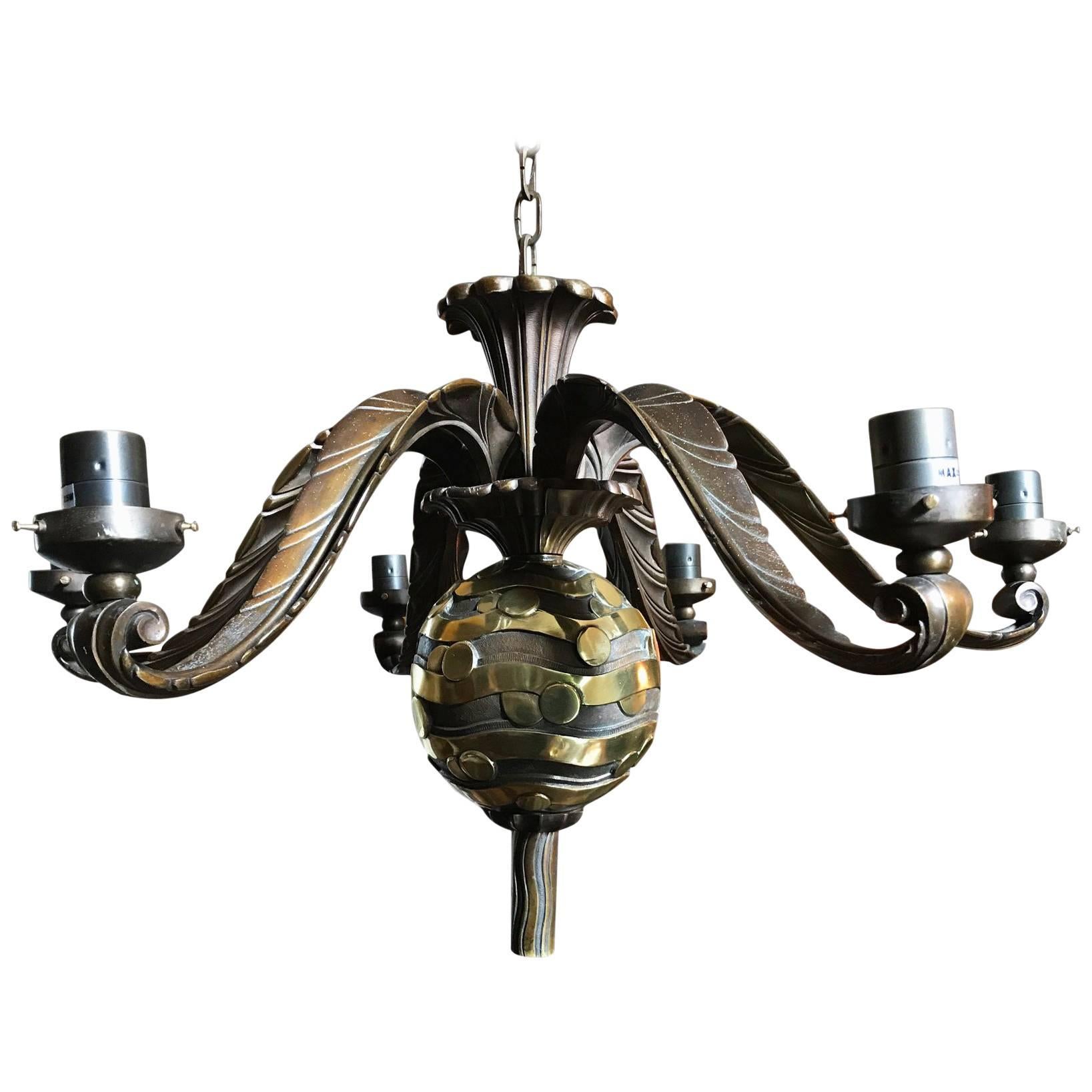 Very Rare Art Deco Chandelier For Sale