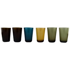 Vintage Kaj Franck Nuutajarvi Glass Works, Six Drinking Glasses