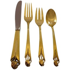 Woodlily Gold by Frank Smith Sterling Silver Flatware Set for 6 Service Vermeil