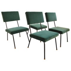 Set of Four Velvet Reupholstered Chairs, circa 1960 11