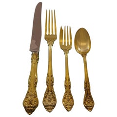 King Edward by Gorham Cubiertos de Plata de Ley Servicio para 8 Set 34 Piezas Vermeil