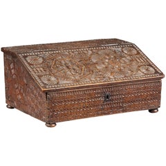 Commonwealth Period Chip Carved Box, Inscribed and Dated 1645