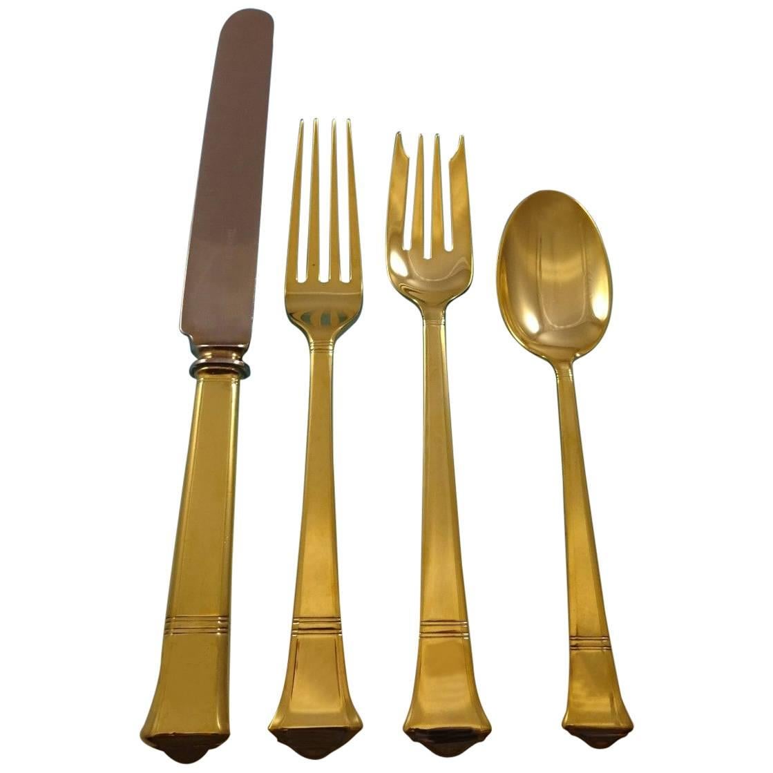 Windham Gold by Tiffany & Co. Sterling Silver Flatware Set Service Vermeil For Sale