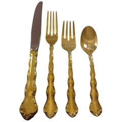 Tara Gold by Reed and Barton Sterling Silver Flatware Set Service Vermeil 48 Pcs