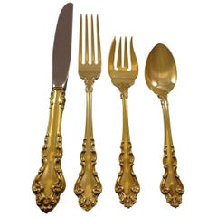 Spanish Baroque Gold by Reed & Barton Sterling Silver Flatware Set Service 32 Pc