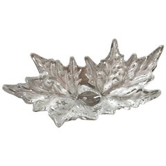 Lalique Frankreich Große Champs Elysees Blatt Form Tafelaufsatz Glasschale