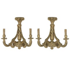 Pair of Late 19th Century Louis XVI Style French Giltwood Light Sconces