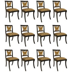 Set of 12 English Regency Style Ebonized Side Chairs