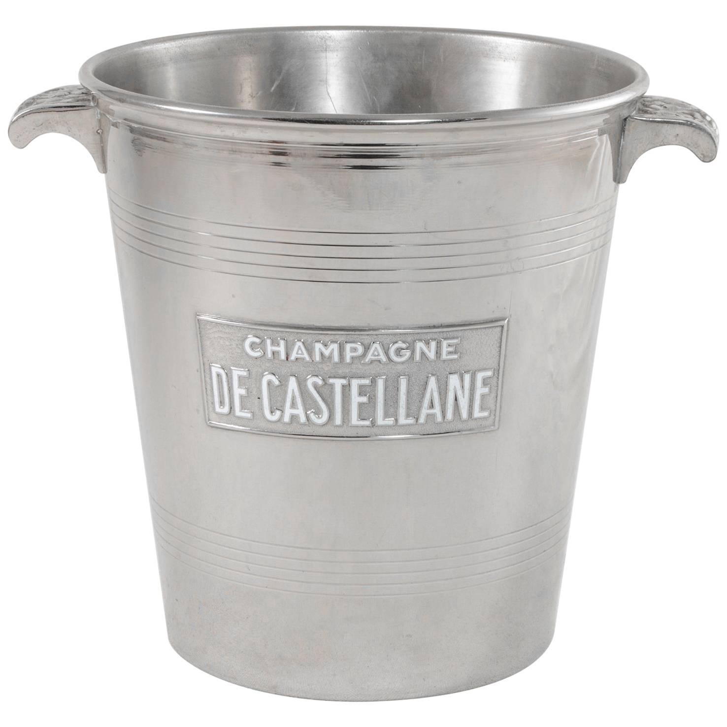Early 20th Century Silver Plate De Castellane Champagne Bucket, Enameled Letters