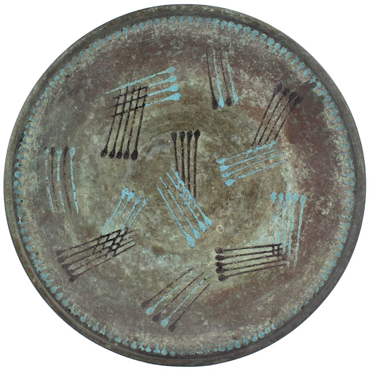 Primavera HM French Art Deco 'Plat Circulaire' Champlevé Bronze Plate, 1920s