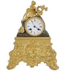 Gilt Bronze French Restauration Period Mantle Clock Working Silk String Movement
