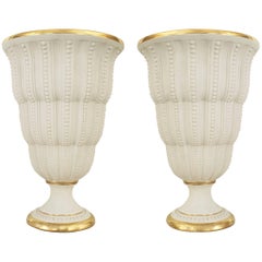 Pair of French Art Deco White Bisque Porcelain Uplight Table Lamps