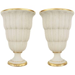 Pair of French Art Deco White Bisque Porcelain Uplight Table Lamps